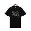 Denim Tears Black Oversized Short Sleeve Tee with Gold Denim Tears Text Graphic