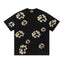 Denim Tears Black Oversized Short Sleeve Tee With All Over Beige Flower Wreath Print