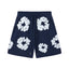 Denim Tears Navy Blue Cotton Wreath Print Casual Shorts