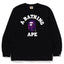BAPE Style Collegiate Arc Logo & Camo Ape Head Long-Sleeve Tee - Black/Purple
