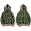BAPE Style Camo Shark Full-Zip Hoodie - Classic Green
