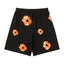 Denim Tears Black Cotton Sweat Shorts With Orange Flower Wreath Print