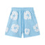 Denim Tears Light Baby Blue Cotton Wreath Print Casual Shorts