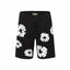 Denim Tears Black Cotton Sweat Shorts With White Textured Flower Wreath Print