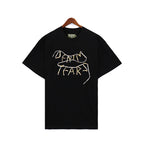 Denim Tears Black Oversized Short Sleeve Tee with Gold Denim Tears Text Graphic