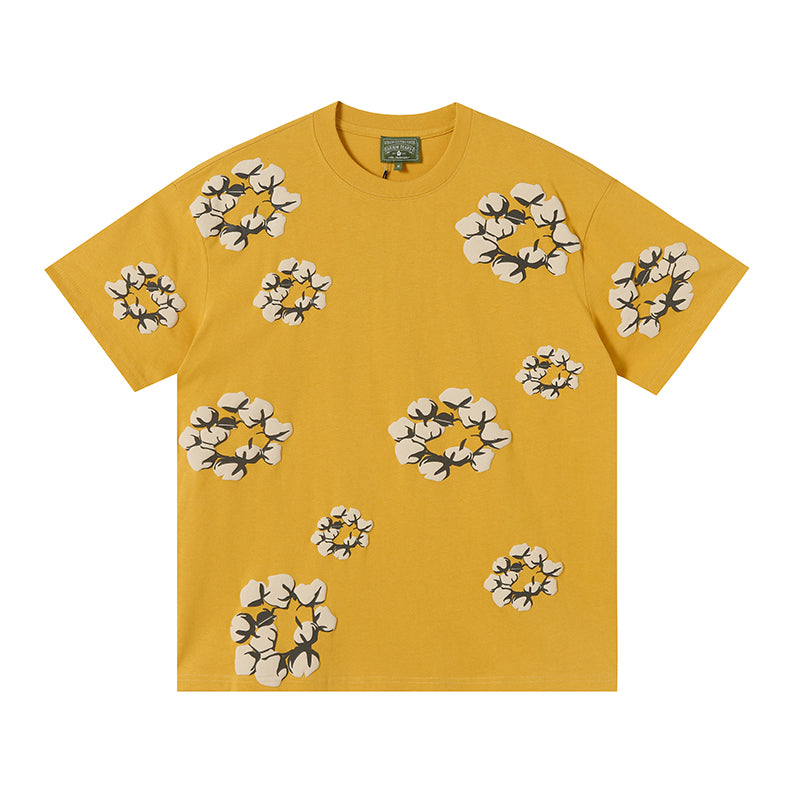 Denim Tears Mustard Yellow Oversized Beige Flower Wreath TOP