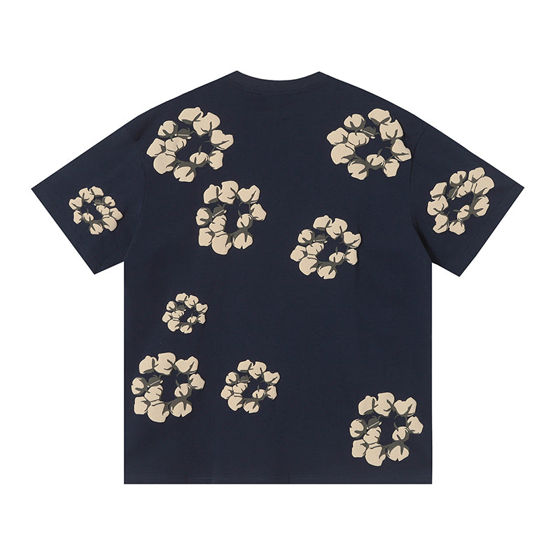 Denim Tears Navy Blue Oversized Khaki Flower Wreath TOP
