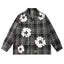 Denim Tears Black and gray checkered white wreath print loose long-sleeve shirt