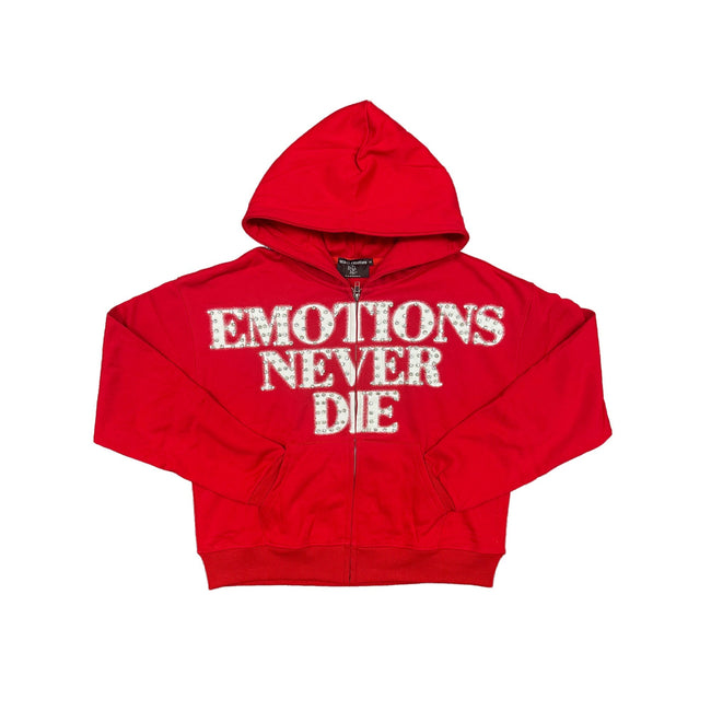 Red ‘End’ Rhinestone hoodie Hover Image