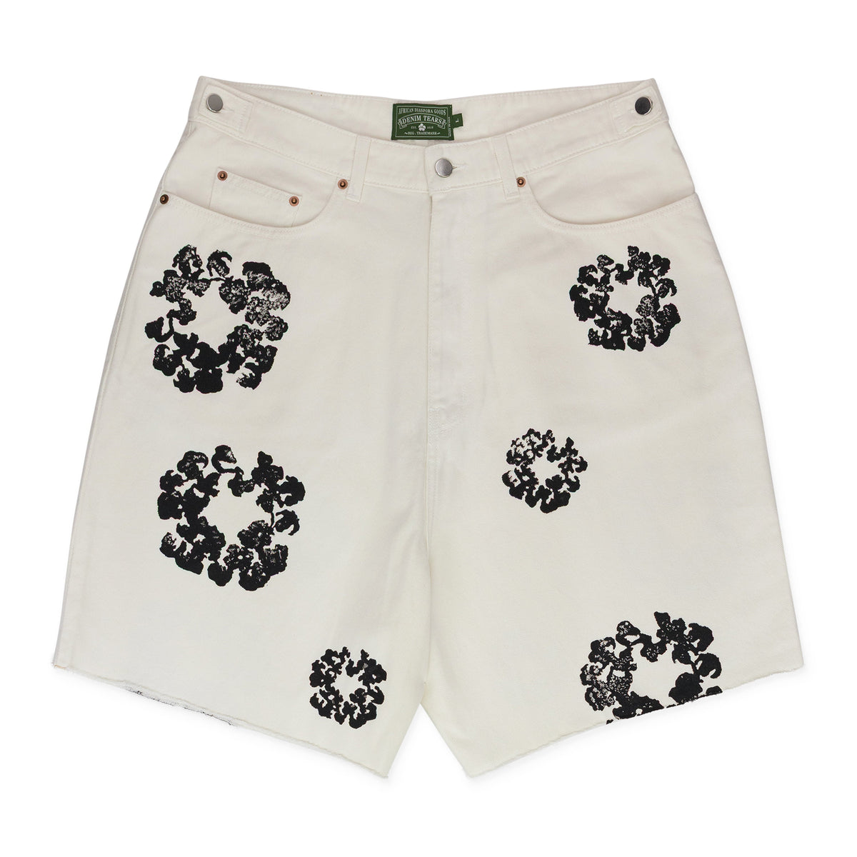Denim Tears White Cotton Wreath Denim Shorts