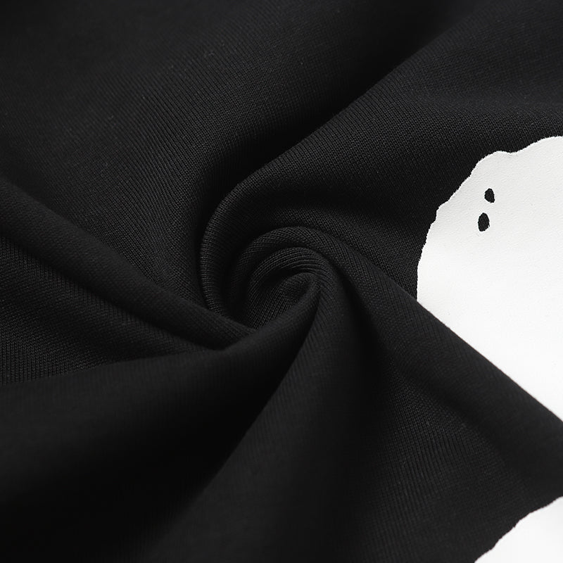 Denim Tears Black Oversized Short Sleeve T-Shirt With Asymmetrical White Floral Print