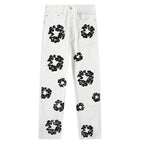 Denim Tears All‑Over Black Floral Print Straight‑Leg Streetwear Pants