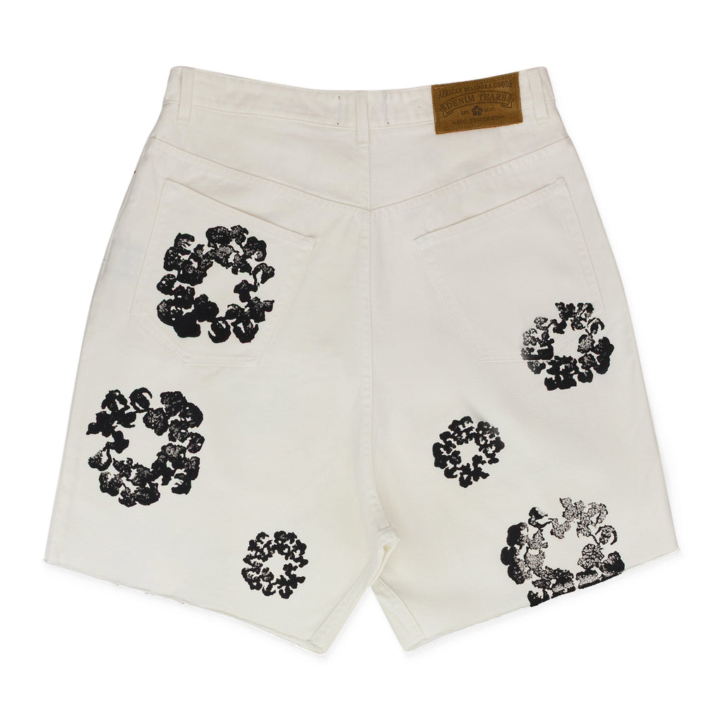 Denim Tears White Cotton Wreath Denim Shorts