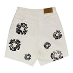 Denim Tears White Cotton Wreath Denim Shorts
