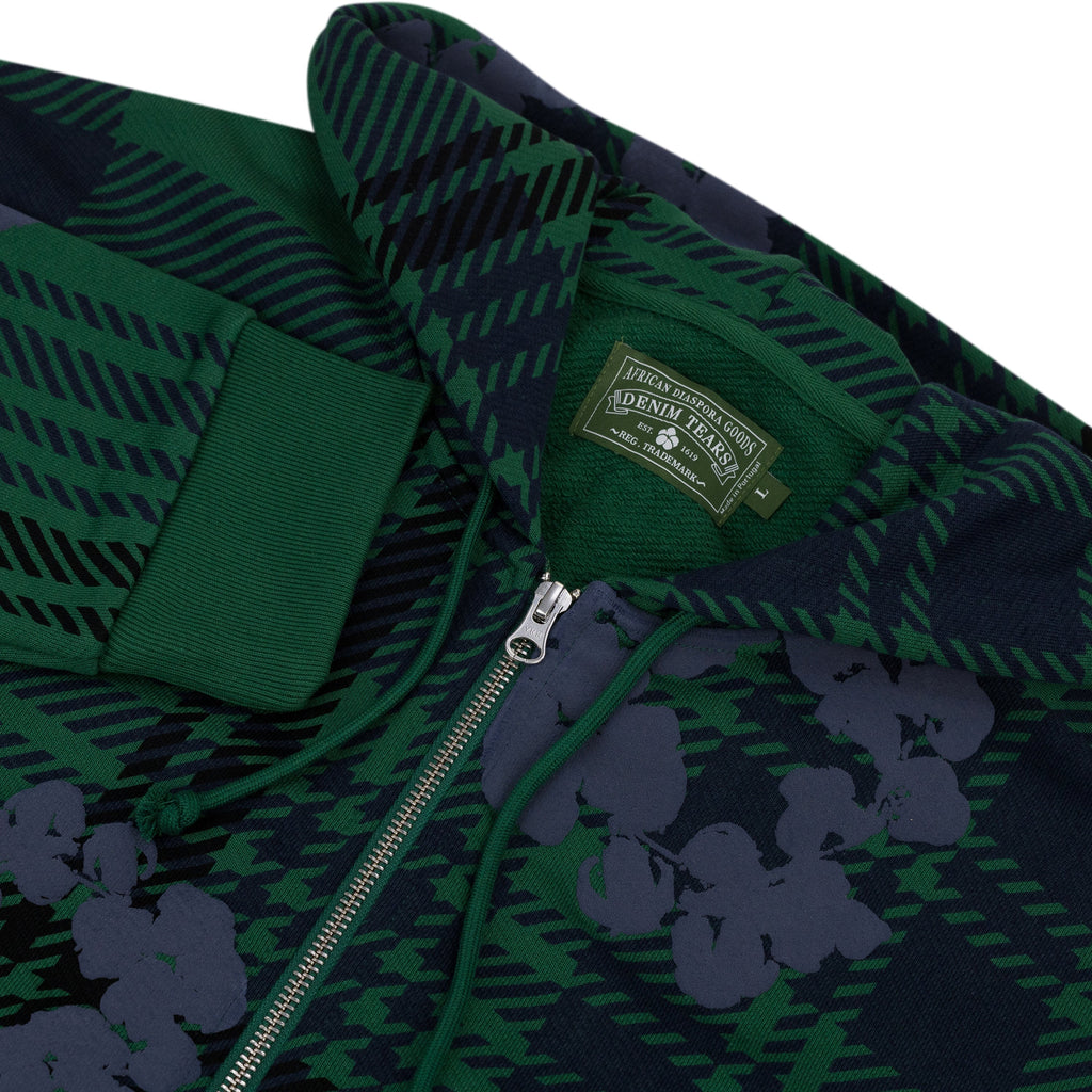 Denim Tears Green Plaid Wreath Zip Hoodie