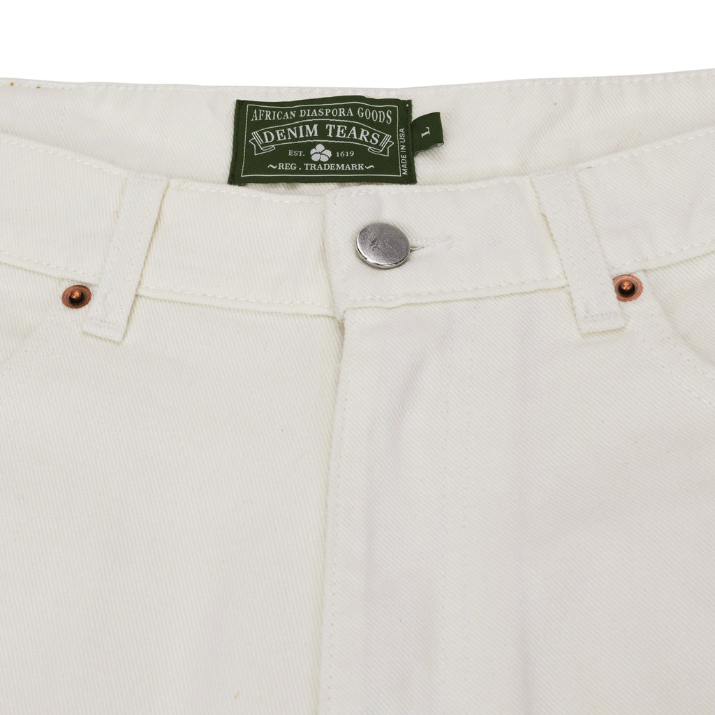 Denim Tears White Cotton Wreath Denim Shorts