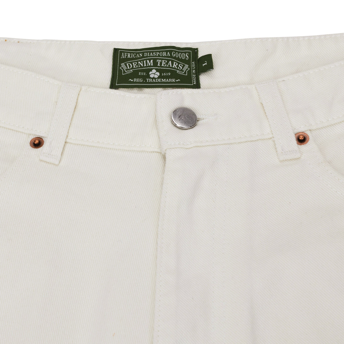 Denim Tears White Cotton Wreath Denim Shorts