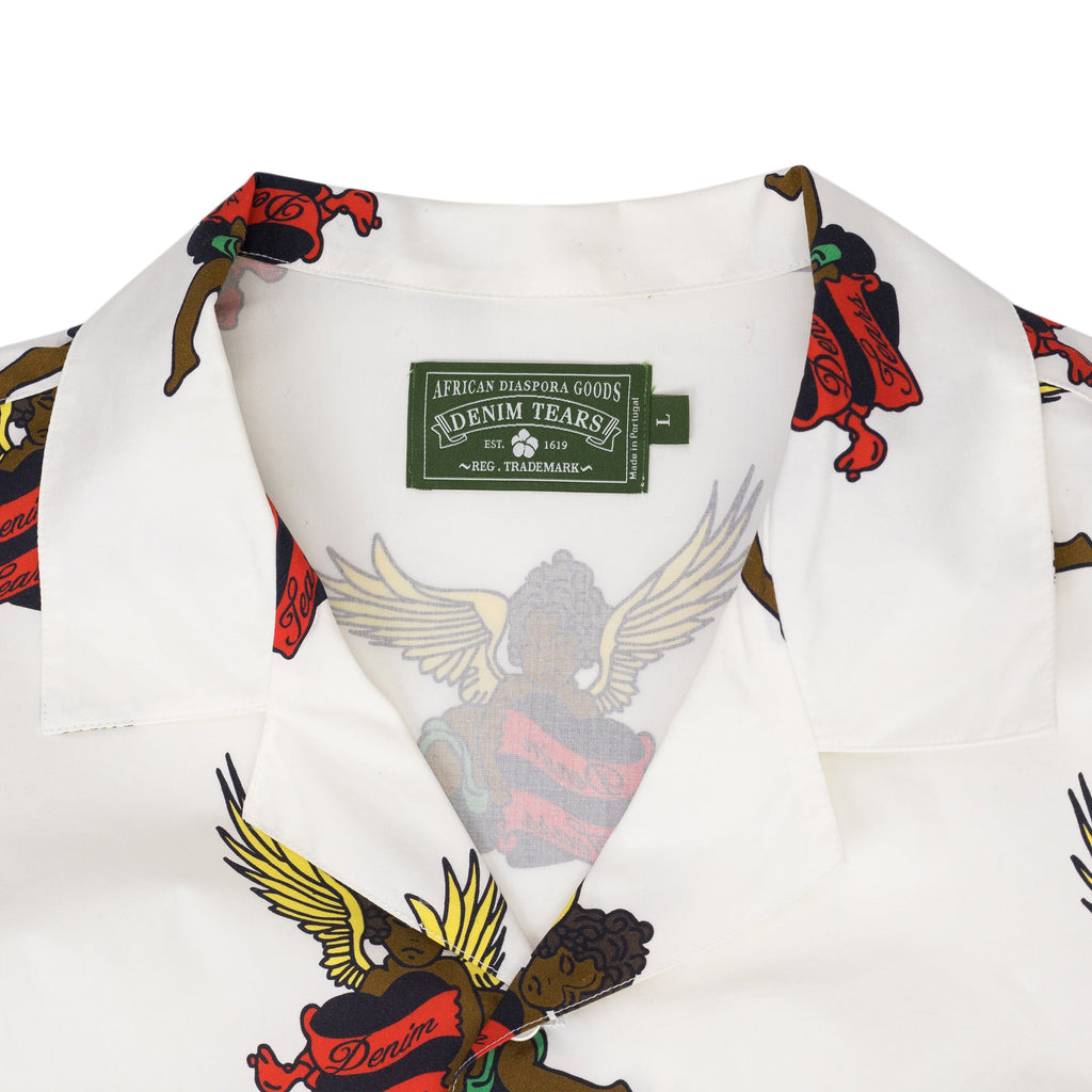 Denim Tears White Cherub Long Sleeve Button-Up Shirt