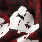 Denim Tears Red and black checkered white wreath printed loose long-sleeved shirt