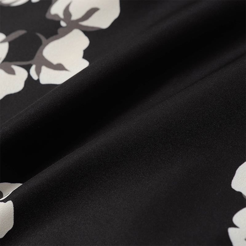 Denim Tears Black Base White Floral Wreath Print Camp Collar Short