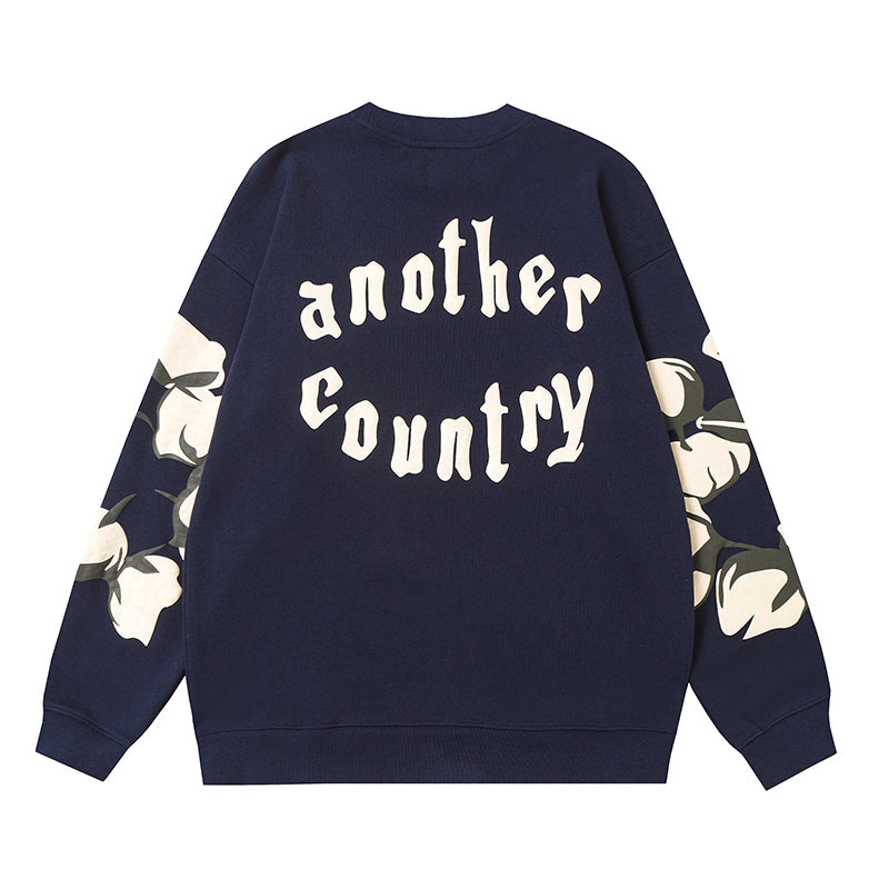 Denim Tears Navy Blue Crewneck Sweatshirt Floral Wreath