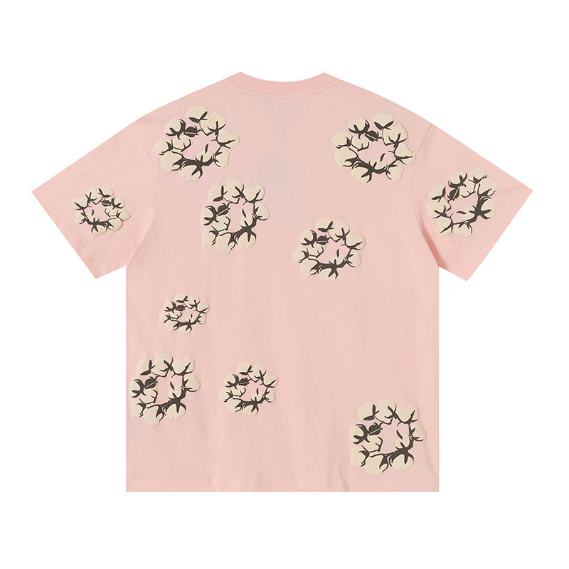 Denim Tears Baby Pink Oversized All Over Beige Flower Wreath TOP