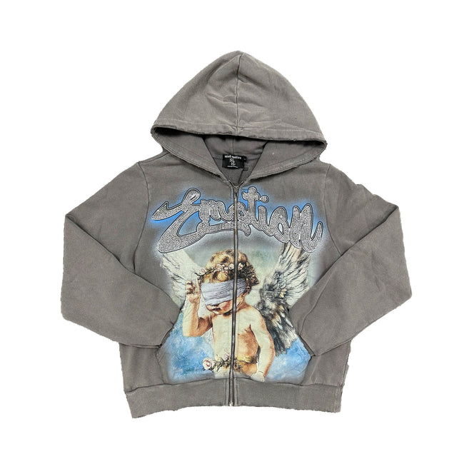 Grey “Rhinestone” Hoodie Hover Image