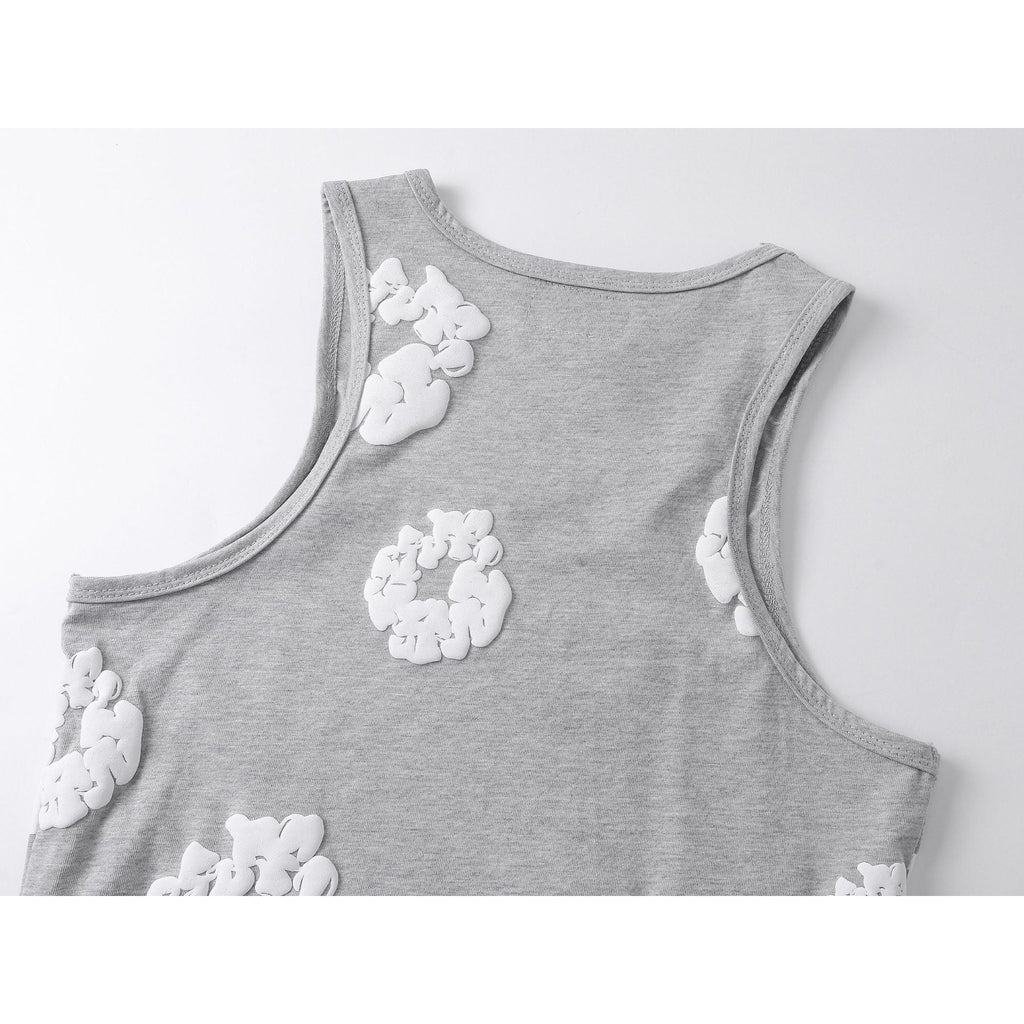 Denim Tears Grey Floral Print Slim Fit Ribbed Tank Top