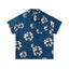 Denim Tears Deep Blue Floral Wreath Print Camp Collar Short Sleeve
