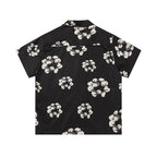Denim Tears Black Base White Floral Wreath Print Camp Collar Short