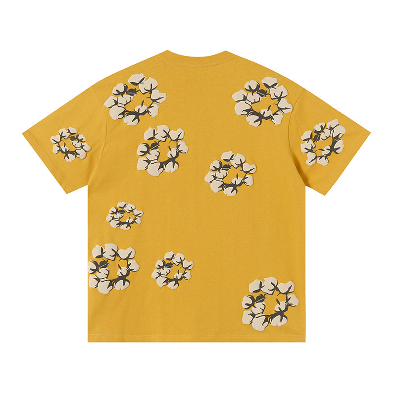 Denim Tears Mustard Yellow Oversized Beige Flower Wreath TOP