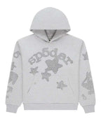 Sp5der Beluga Rhinestone Hoodie Heather Grey
