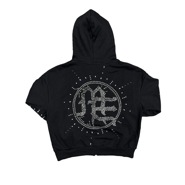 ‘Eclipse’ Black Rhinestone Hoodie Main Image