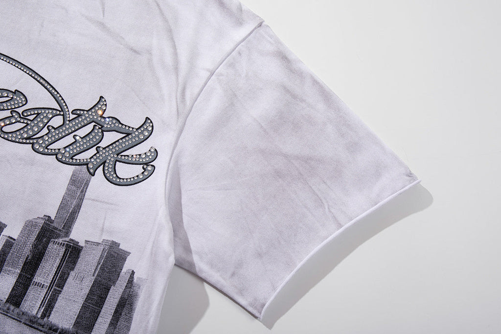 Majestik “Dystopian Liberty” Skull Rhinestone Vintage Tee