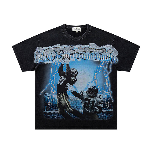Majestik “Lightning Gridiron” Football Players Rhinestone Vintage Tee Hover Image