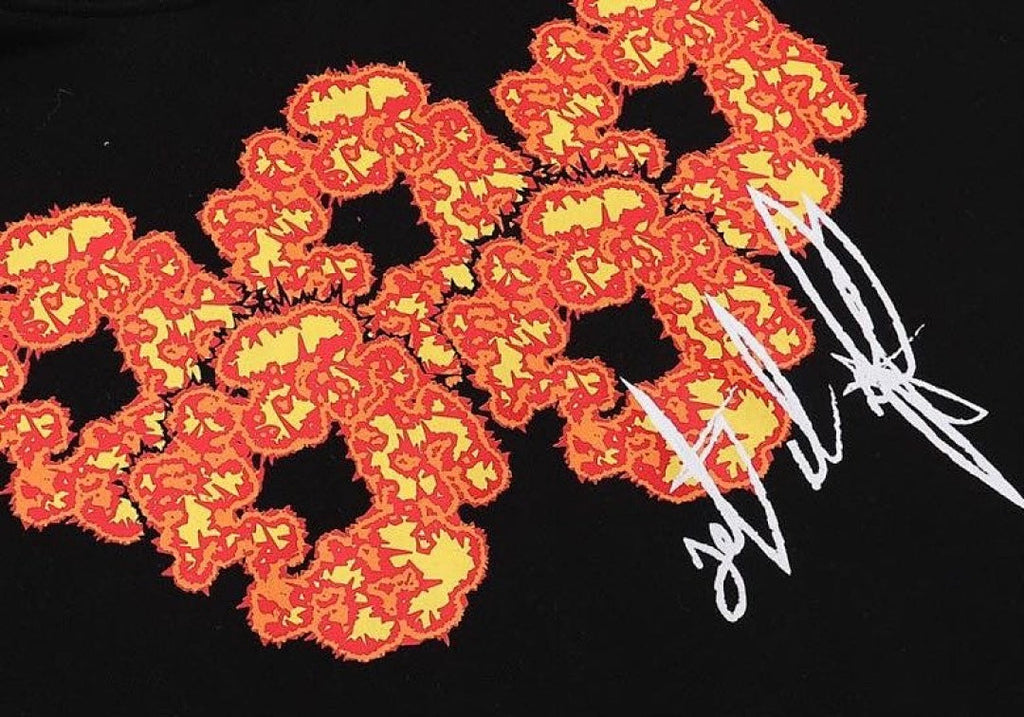 Denim Tears Orange Cotton Wreath Black Pullover Hoodie