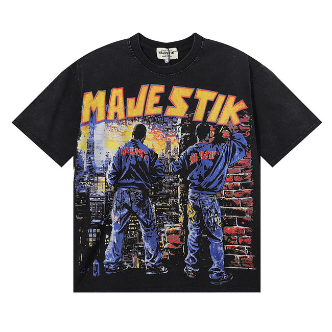 Majestik “City Graffiti” Skyline Vintage Tee（Black） Hover Image