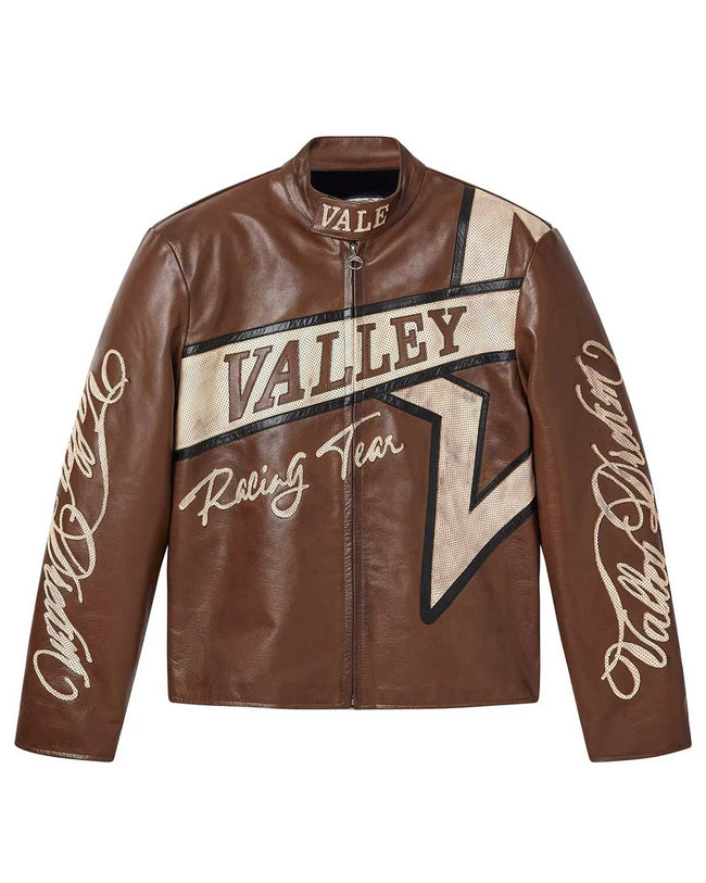 Vale Forever Machiatio Motocroxxx Leather Jacket Brown Hover Image