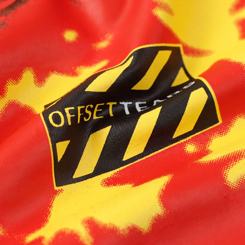 Denim Tears Black Oversized Red-Yellow Fire Flower Graphic Short Sleeve T-Shirt