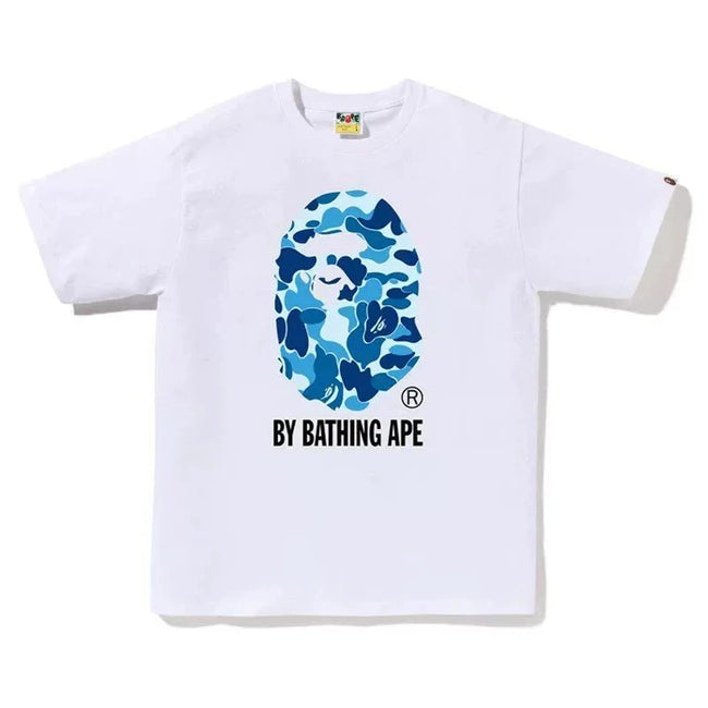 BAPE Style Camo Big Ape Head Short-Sleeve Tee - White/Blue Hover Image