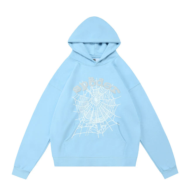 Sp5der foam printed 555 men's spider web hooded sports shirt Young Thub casual pants sports set (91) Hover Image