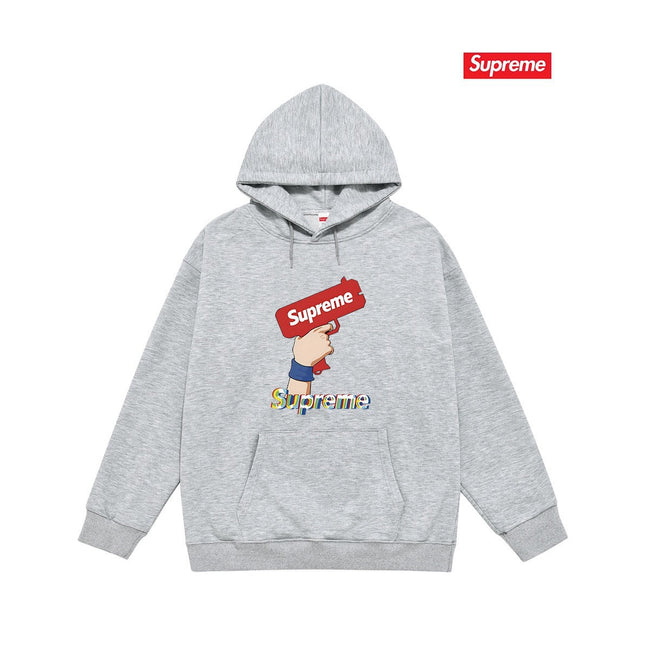 Supreme Gun Logo Hoodie – Grey Hover Image