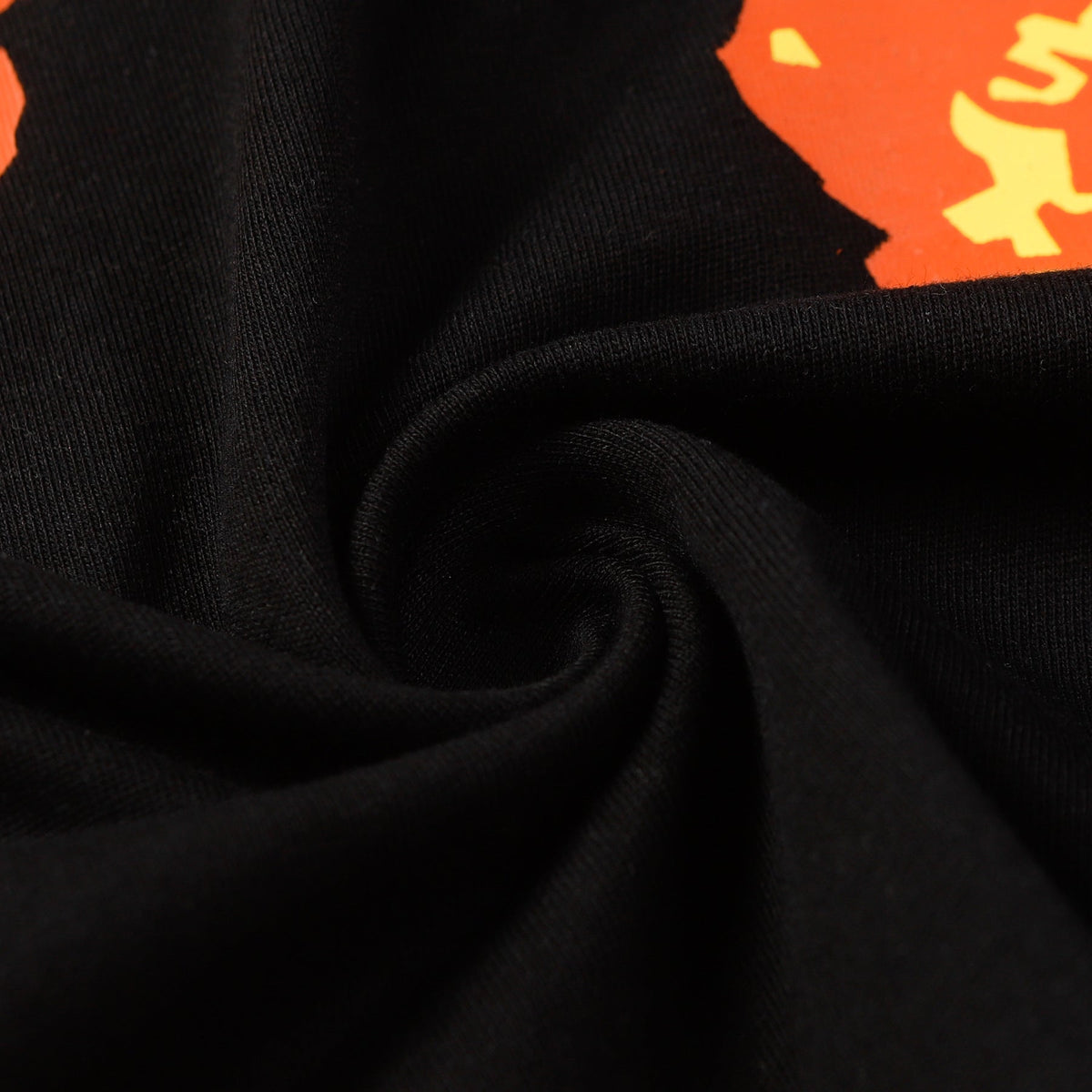 Denim Tears Black Oversized Tee With All Over Gradient Orange Flower Wreath Print