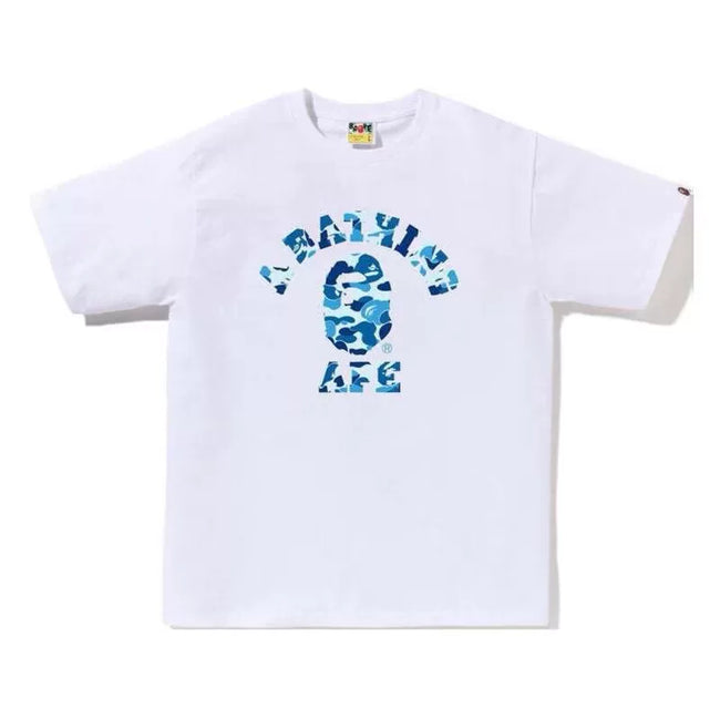 BAPE Style Camo Ape Head Arch Logo Short-Sleeve Tee - White/Blue Hover Image