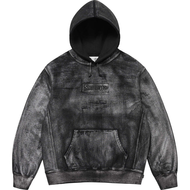 Supreme × MM6 Maison Margiela Washed BOX Logo Hoodie – Black Hover Image