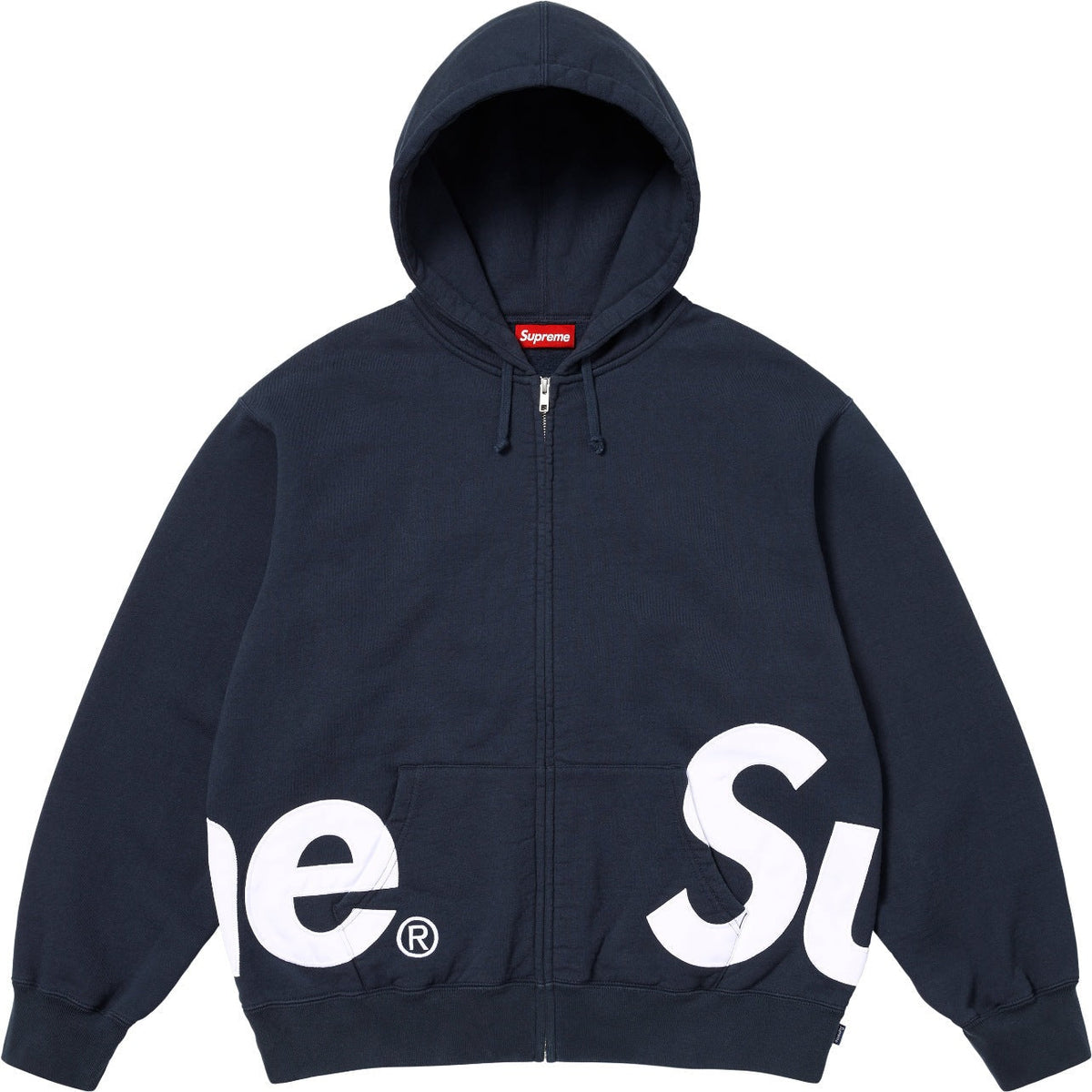 Supreme Big Logo Zip-Up Hoodie – Navy