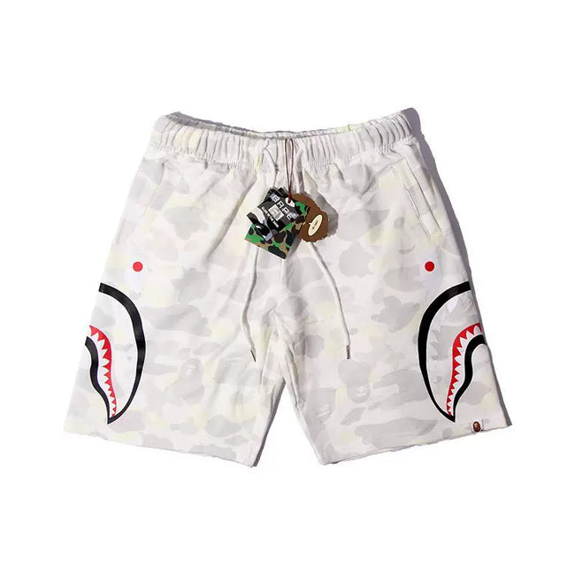 BAPE Style Snow Camo Shark Casual Shorts - Off-White/Light Grey Hover Image