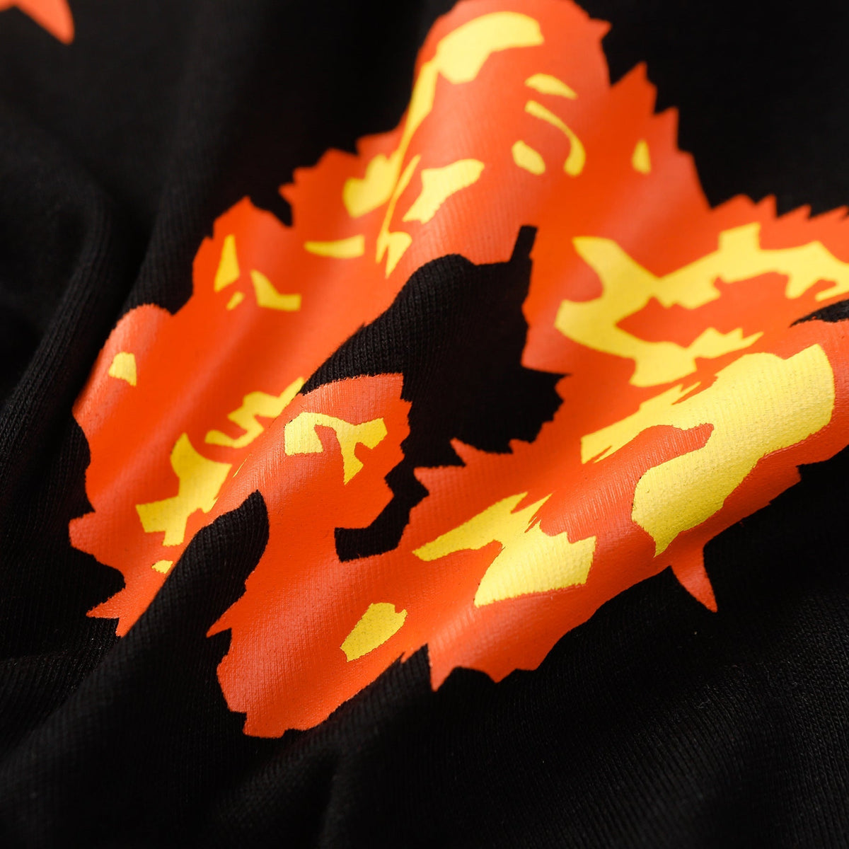 Denim Tears Black Oversized Tee With All Over Gradient Orange Flower Wreath Print