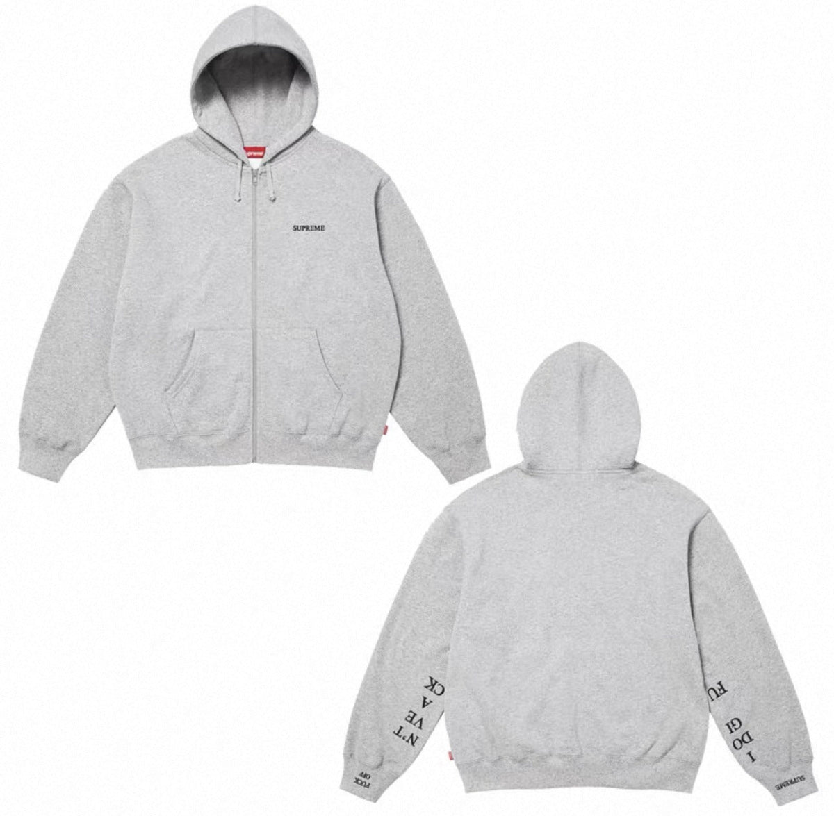 Supreme “I Don’t Give A F**k” Zip-Up Hoodie – Grey