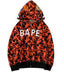 BAPE  Fall Winter Orange Camo BAPE Letter Full‑Zip Hoodie